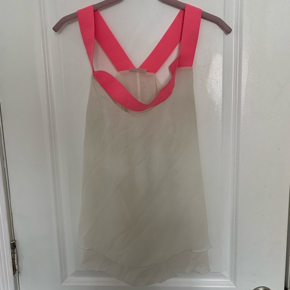 White Top with Neon Pink Elastic Straps - Picture 2 of 5